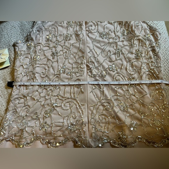 NWT J KARA Beaded Formal Sleeveless Blush Gown with Gold Sequins - Picture 12 of 16